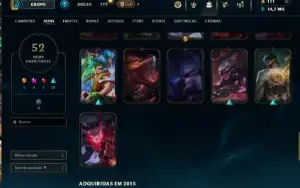 acc mestre 100 pdl, quase full champs, 52 skins