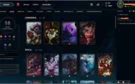 Conta League of Legends com mais de 85kRP em skins e icones.