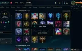 Conta League of Legends com mais de 85kRP em skins e icones.