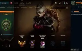 Conta League of Legends com mais de 85kRP em skins e icones.