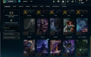 Ouro 1 com 25 Champs e 10 Skins + 2 Fragmentos
