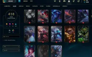 Conta prata 1 com TODOS os champs e 418 Skins + 12 Miticas