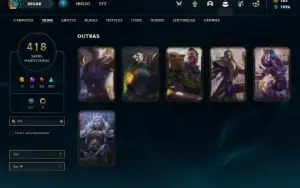 Conta prata 1 com TODOS os champs e 418 Skins + 12 Miticas
