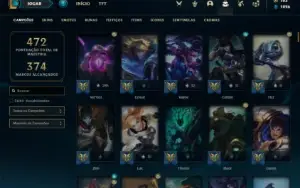 Conta prata 1 com TODOS os champs e 418 Skins + 12 Miticas