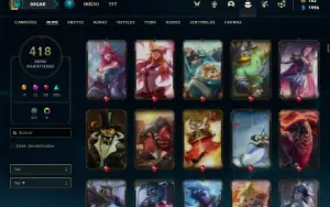 Conta prata 1 com TODOS os champs e 418 Skins + 12 Miticas