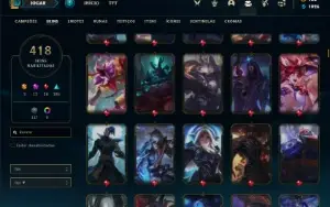 Conta prata 1 com TODOS os champs e 418 Skins + 12 Miticas