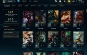 Conta Unranked com 151 Champs e 416 Skins + 1 Rara
