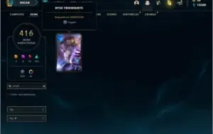 Conta Unranked com 151 Champs e 416 Skins + 1 Rara