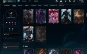 Conta prata 1 com 146 champs e 141 skins + 415k de Yasuo