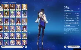 Conta AR 47 kazuha,yelan,hutao, Aqua simulacra r2 e homa