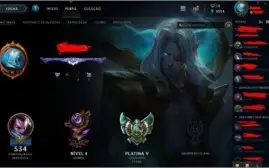 Conta League of Legends Plat 5 + 120 skins + 191 ícones