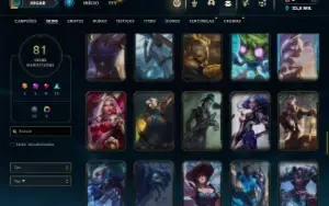 Prata 3 com 140 Champs e 81 Skins ( ADC / SUP / JG / TOP )