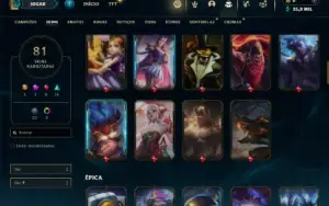 Prata 3 com 140 Champs e 81 Skins ( ADC / SUP / JG / TOP )