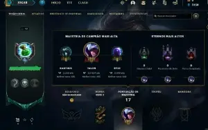 Conta league of legends, smurf, LV49 main talon, ex platina