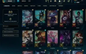Diamante 2 com 45 Champs e 29 Skins + 1 Prestigio da Syndra