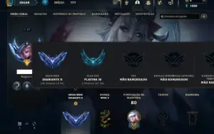 Diamante 2 com 45 Champs e 29 Skins + 1 Prestigio da Syndra