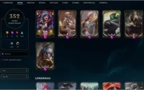 CONTA DE LOL 352 SKINS 5 SKINS PRESTIGIOS