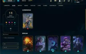 Unranked com 55 Champs e 18 Skins ( ADC / MID )