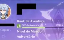 CONTA GENSHIN - GANYU E AMOS E MUITO MAIS - AR54 ENDGAME