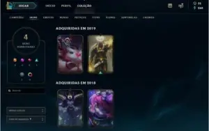 Conta Unranked, level 30, 15 campeões, 4 skins.
