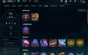 Conta ouro 4 com 95 Champs e 54 Skins + 1 Prestigio