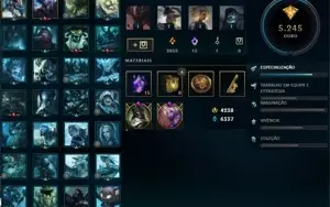Conta LOL League of Legends com 4238 RP e 74 skins