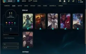 Conta ouro 4 com 11 skins e 42 champs