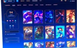 Conta de lol lvl 159 com 100 skins e 50k de essência azul