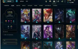 Ouro 3 com TODOS os champs e 125 Skins + 1 Prestigo da Kaisa