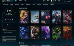 Ouro 3 com TODOS os champs e 125 Skins + 1 Prestigo da Kaisa