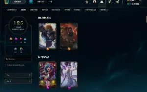 Ouro 3 com TODOS os champs e 125 Skins + 1 Prestigo da Kaisa