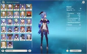Conta Genshin Impact Ayaka, Ganyu e mais