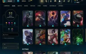 Unranked com 46 Champs e 32 Skins + 2 Miticas