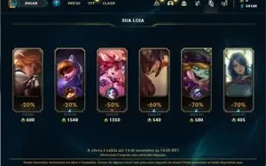 Conta Platina 3 com 22 Champs e 3 Skins + 16 Espolios