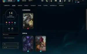 Ouro 2 com 35 Champs e 14 Skins + 3 Fragmentos