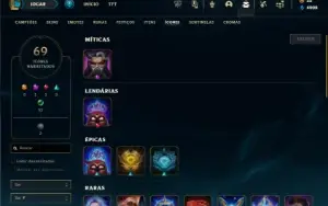 Platina 4 com 35 Champs e 13 Skins + 3 Fragmentos