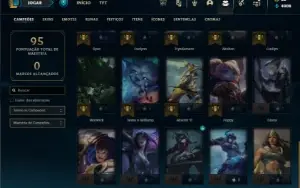 Platina 4 com 35 Champs e 13 Skins + 3 Fragmentos