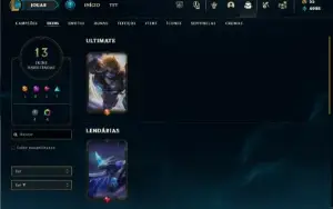 Platina 4 com 35 Champs e 13 Skins + 3 Fragmentos