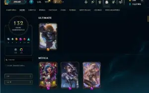 Platina 4 com TODOS os Champs e 132 Skins +2 Prestigios