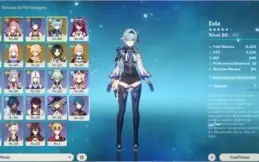 Eula + Canção, Zhongli, Kokomi, Xiao e Jean