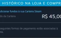 Conta steam com 45 reais na carteira