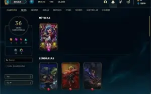 Conta Unranked com 125 Champs e 36 Skins +10 Fragmentos
