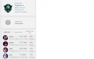 CONTA SMURF LOL PLATINA 3 55% WINRATE