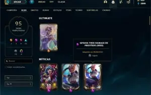 Conta Ferro 1 com 115 Champs e 95 Skin + 2 Prestigios Qiyana