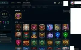 Conta LoL platina, +290 skins *Rara*
