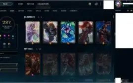 Conta LoL platina, +290 skins *Rara*