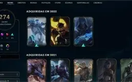 Conta LOL 274 Skins, 130Emotes , 284 Ícones e Nível 331