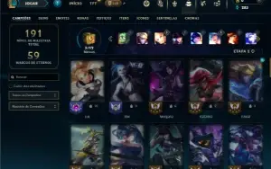 Bronze 1 com 60 Champs e 26 Skins + 2 Fragmentos