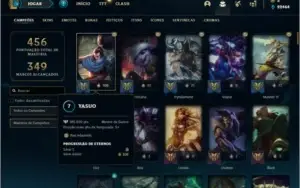 Conta ouro 4 com 135 champs e 69 skins + 380K de Yasuo