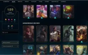 CONTA ALL CHAMPIONS, UNRANKED, 189 SKINS
